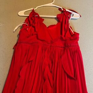 Red Lulus midi tie strap dress L